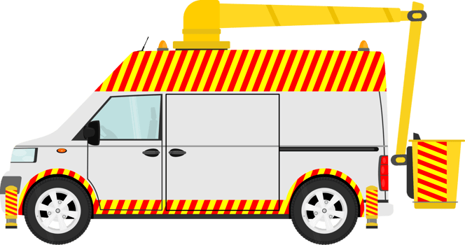 Elevating work platform mounted on a modern van. png
