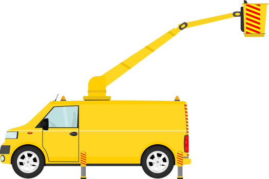 Elevating work platform mounted on a modern van. png