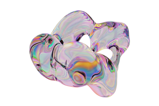 Abstract colored liquid glass 3d rendered shape png