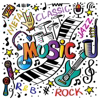 Doodle hand drawing music background. vector