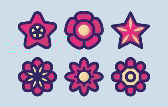 flower vector icon set, flowers icons pink and yellow free download