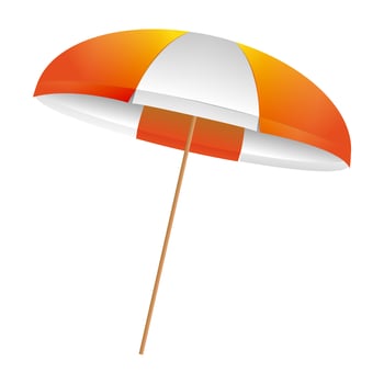 Vector illustration Beach Umbrella Red and White. The symbol of a holiday by the sea.