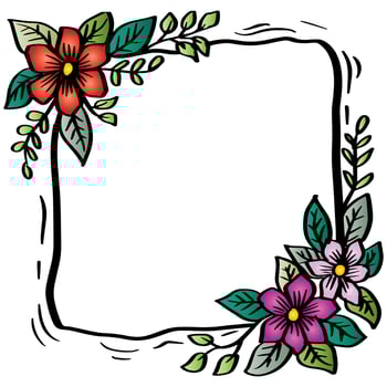Doodle hand drawing floral frame decoration. vector