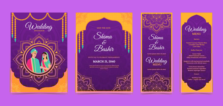 Indian Wedding Invitation Template vector