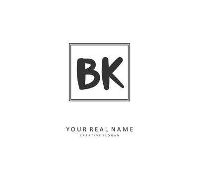 B K BK Initial letter handwriting and  signature logo. A concept handwriting initial logo with template element. vector