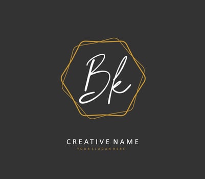 B K BK Initial letter handwriting and  signature logo. A concept handwriting initial logo with template element. vector