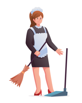 Character housekeeper in black maid uniform png