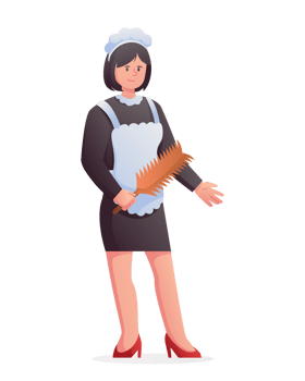 Character housekeeper in black maid uniform png