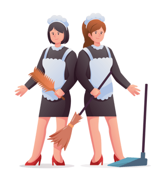 Character housekeeper in black maid uniform png