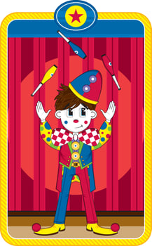 Cute Cartoon Juggling Big Top Circus Clown vector