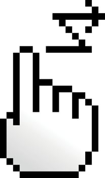 Pixel Illustration Of A Touch Gesture Along A Path, Isolated On Transparent Background. vector