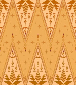 Ethnic folk geometric seamless pattern in brown and yellow tone in vector illustration design for fabric, mat, carpet, scarf, wrapping paper, tile and more