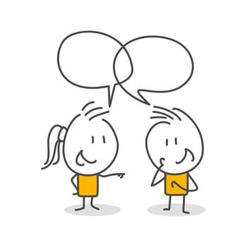 Stick figures. People with speech bubbles. vector
