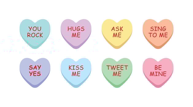 Set of sweet heart candy isolated on white background. Sweetheart candies for valentines day vector
