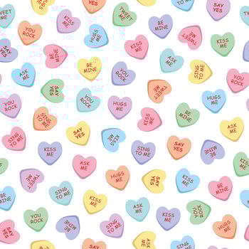 Sweet heart candy seamless pattern. Sweetheart candies for valentines day vector