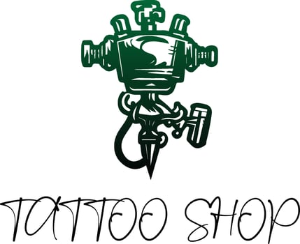 Tattoo Shop Logo Template For Tattoo Parlor With Rotary Machine vector