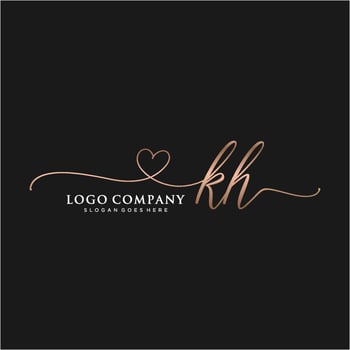 Initial KH feminine logo collections template. handwriting logo of initial signature, wedding, fashion, jewerly, boutique, floral and botanical with creative template for any company or business. vector