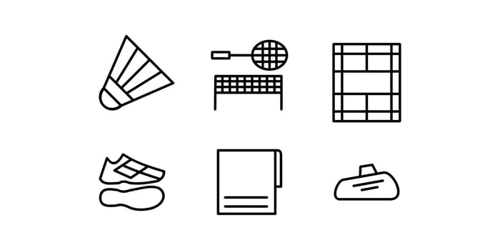 badminton icon set. vector illustration.