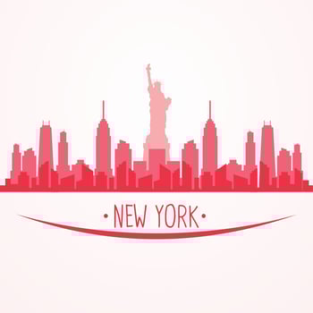 New York city linear style skyline with buildings, towers, vector illustration