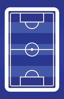 Vector illustration of a stripped vertical blue soccer field in flat cartoon style