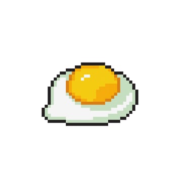 fried egg in pixel art style vector