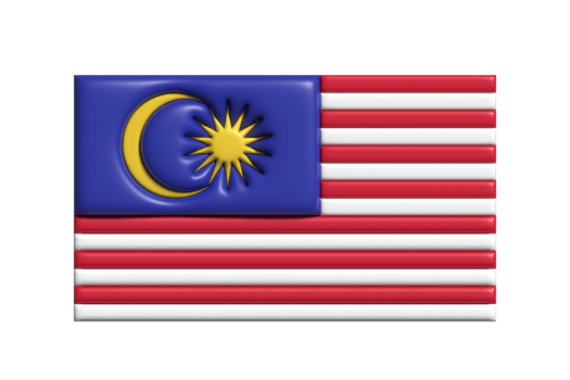 Malaysia flag. 3d render png