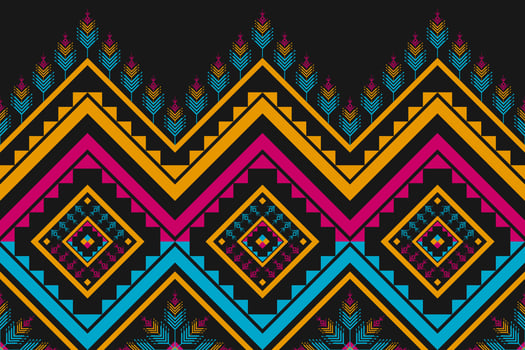 Abstract flower pattern art. Geometric ethnic seamless pattern in tribal. American, Mexican style. vector