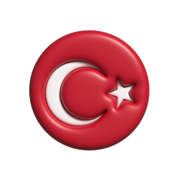 Turkey circular flag shape. 3d render png