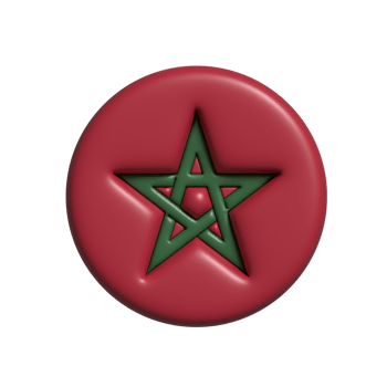 Marocco circular flag shape. 3d render png
