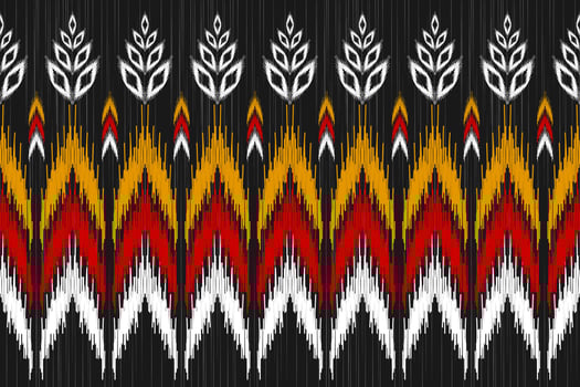 Border flower pattern art. Geometric ethnic ikat seamless pattern in tribal. American, Mexican style. vector