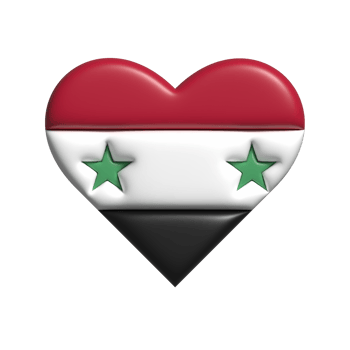 Syria heart flag shape. 3d render png
