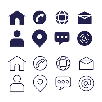 Business Card Contact Icon Collection vector