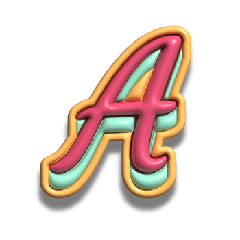 Letter A glossy 3d font png