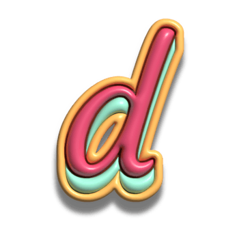 Letter d glossy 3d font png