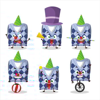 Cartoon character of blue school vest with various circus shows vector