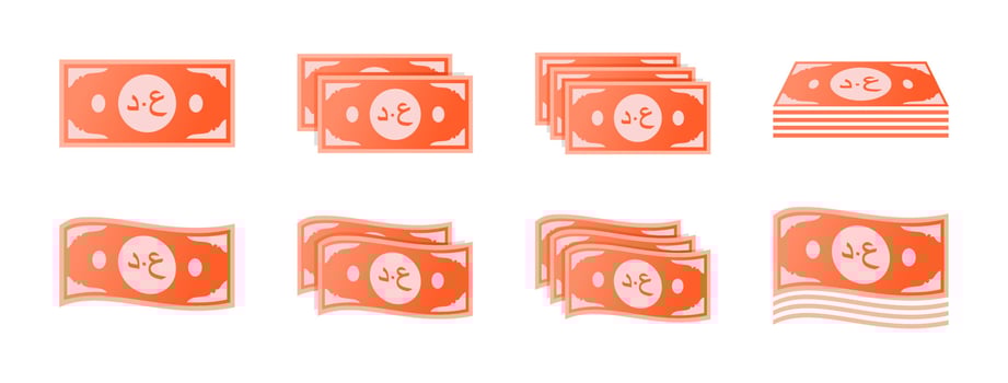 Iraqi Dinar Banknote Icon Set vector