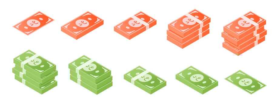 Iraqi Dinar Banknote Isometric Icon Set vector