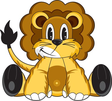 Cute Cartoon Lion - King of the Jungle Character vector