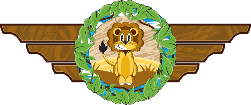 Cute Cartoon Lion - King of the Jungle Character vector