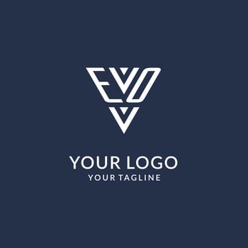 EO triangle monogram logo design ideas, creative initial letter logo with triangular shape logo vector