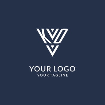 KO triangle monogram logo design ideas, creative initial letter logo with triangular shape logo vector
