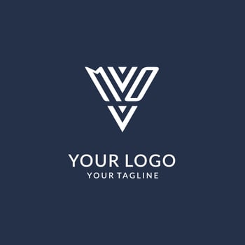 MO triangle monogram logo design ideas, creative initial letter logo with triangular shape logo vector