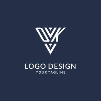 OK triangle monogram logo design ideas, creative initial letter logo with triangular shape logo vector