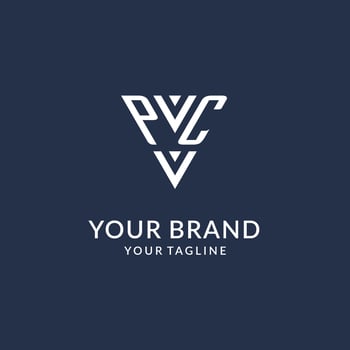 PC triangle monogram logo design ideas, creative initial letter logo with triangular shape logo vector