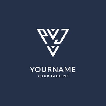 PJ triangle monogram logo design ideas, creative initial letter logo with triangular shape logo vector