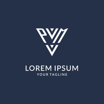 PM triangle monogram logo design ideas, creative initial letter logo with triangular shape logo vector