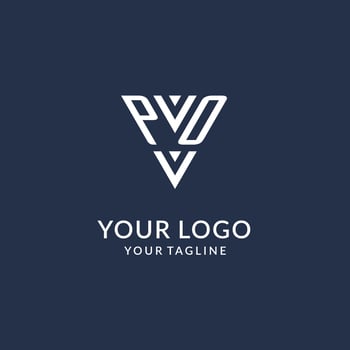 PO triangle monogram logo design ideas, creative initial letter logo with triangular shape logo vector