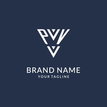 PV triangle monogram logo design ideas, creative initial letter logo with triangular shape logo vector