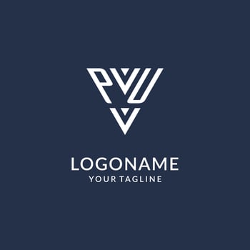 PU triangle monogram logo design ideas, creative initial letter logo with triangular shape logo vector