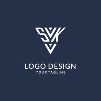 SK triangle monogram logo design ideas, creative initial letter logo with triangular shape logo vector